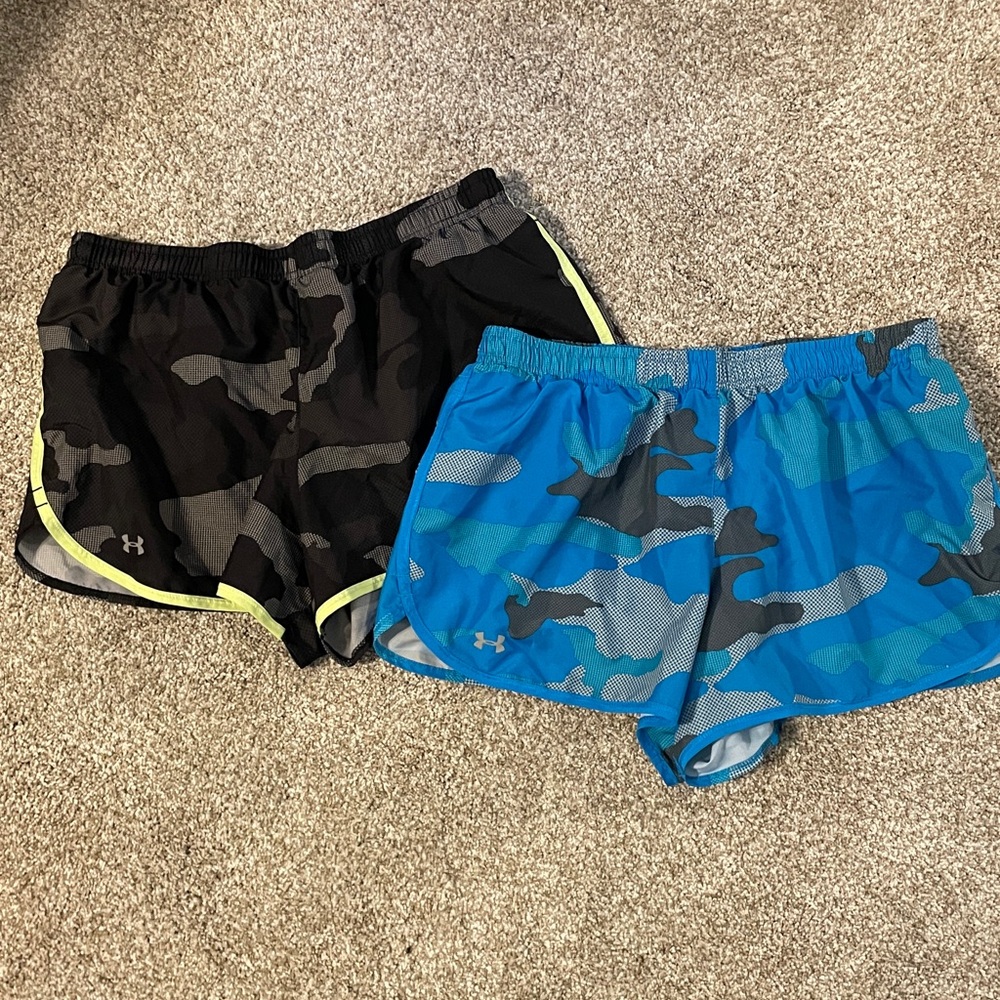 Under Armour Black and Blue Camo Shorts Duo